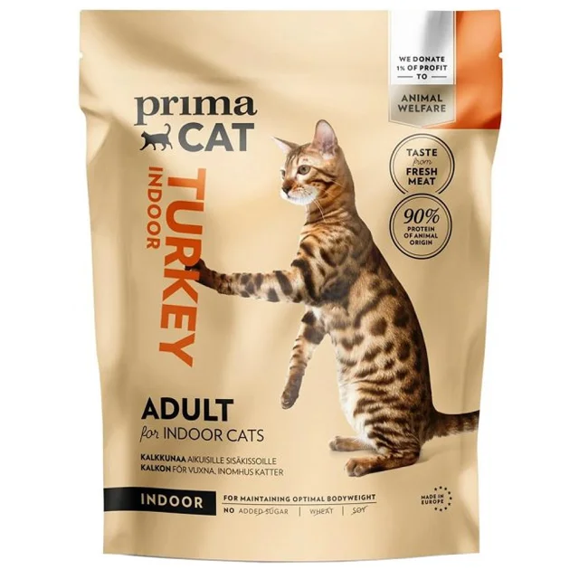 Сухой корм PrimaCat для взрослых домашних кошек, с мясом индейки, 10 кг