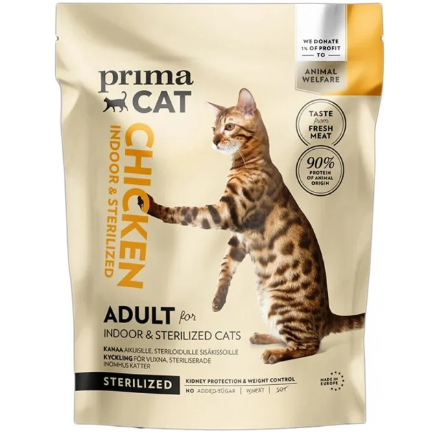 Сухой корм PrimaCat для взрослых домашних и стерилизованных кошек, с курицей, 4 кг