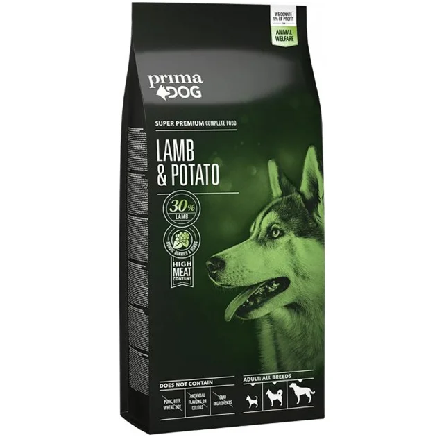 Сухой корм PrimaDog для взрослых собак всех пород, с ягнятиной и картофелем, 12 кг