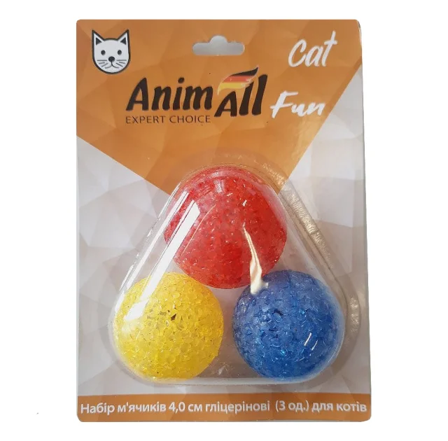 Набір гліцеринових м'ячиків AnimAll Fun Cat для котів, 3 шт
