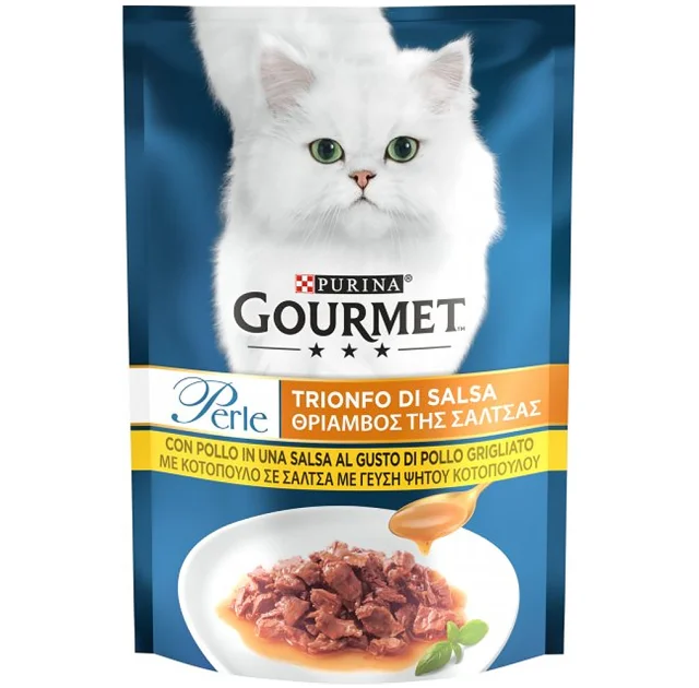 Влажный корм Purina Gourmet Perle Duo для кошек, мини филе в соусе с курицей, 85 г