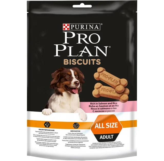 Печиво Purina ProPlan Biscuits для дорослих собак, лосось з рисом, 400 г