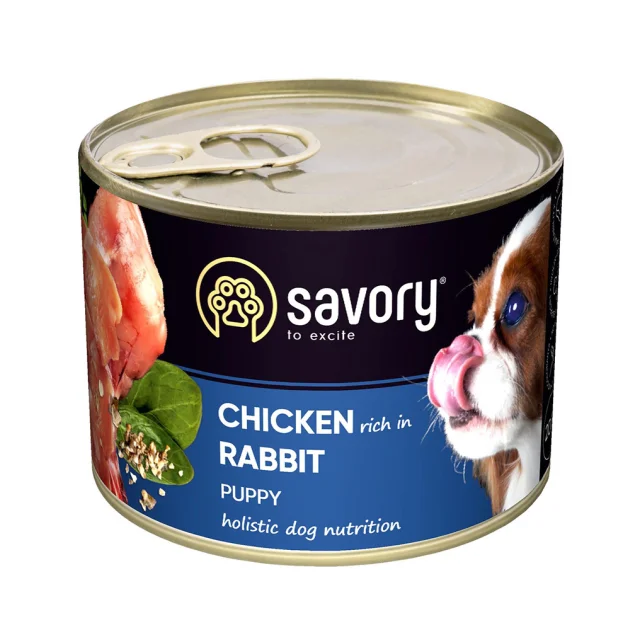 Вологий корм Savory Puppy Chicken&Rabbit для цуценят, курка з кроликом, 200 г