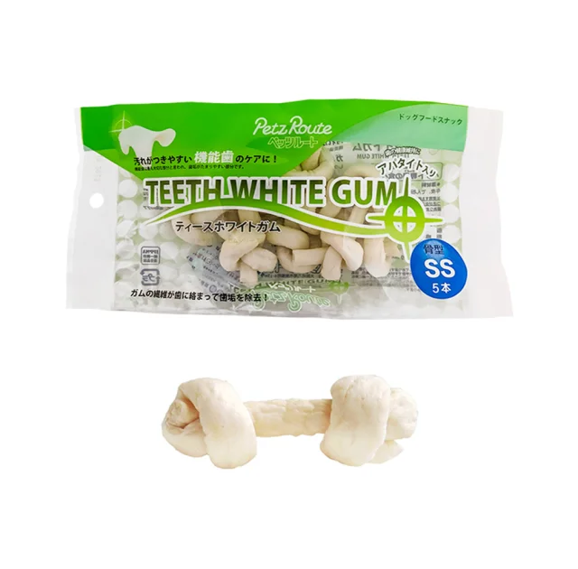 Жевательное лакомство Petz Route Teeth White Gum,кость для чистки зубов, для собак, SS, 5×88 г