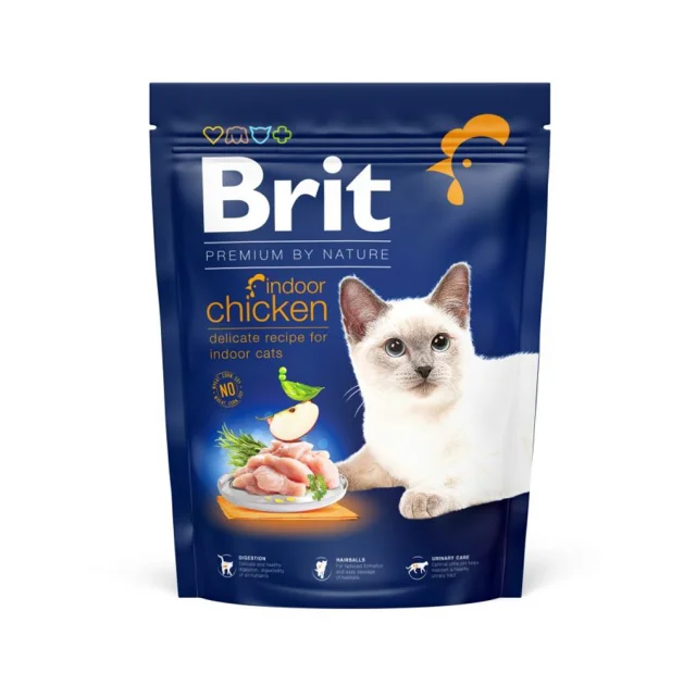 Сухой корм Brit Premium By Nature Indoor для взрослых котов, что живут в помещении, с курицей, 300 г
