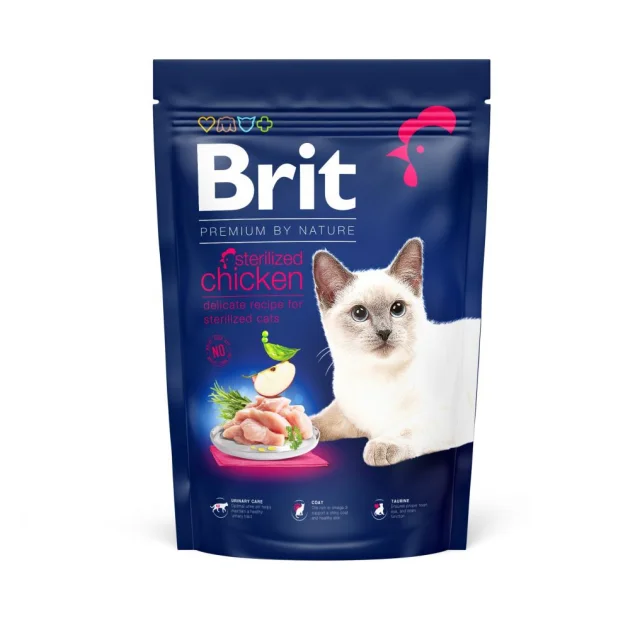 Сухой корм Brit Premium By Nature Sterelised для стерилизованных кошек, с курицей, 1.5 кг