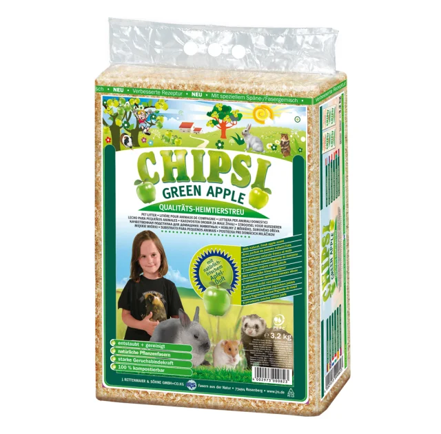 Гигиенический наполнитель Rettenmaier Chipsi тырса для грызунов, зеленое яблоко, 3.2 кг (60 л)