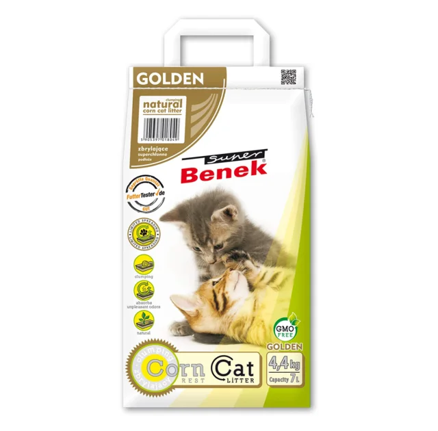 Кукурудзяний наповнювач Super Benek Gold Corn для котячого туалету, без аромату, 7 л
