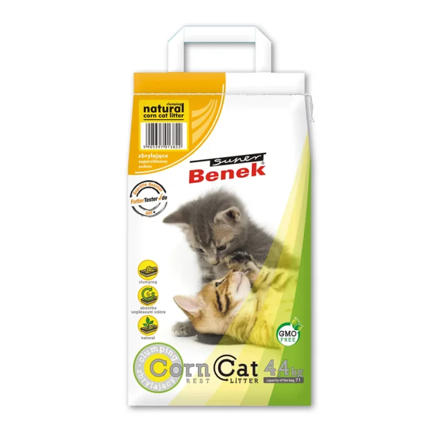 Кукурудзяний наповнювач Super Benek Corn для котячого туалету, без аромату, 7 л