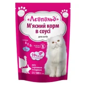 Влажный корм Леопольд Мясное Рагу с кроликом и индейкой в соусе, для кошек, 100 г