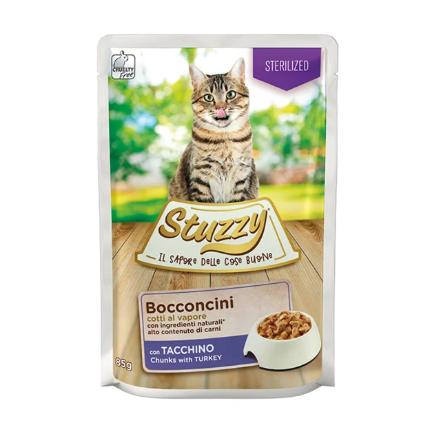 Влажный корм Mister Stuzzy Cat Sterilized Turkey с индейкой в соусе, для стерилизованных кошек, 85 г