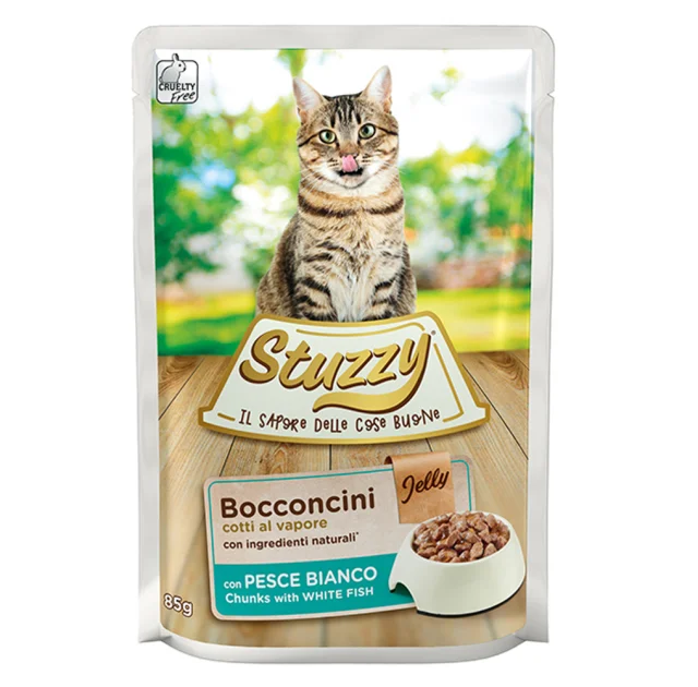 Влажный корм Mister Stuzzy Cat White Fish с белой рыбой в желе, для котов, 85 г