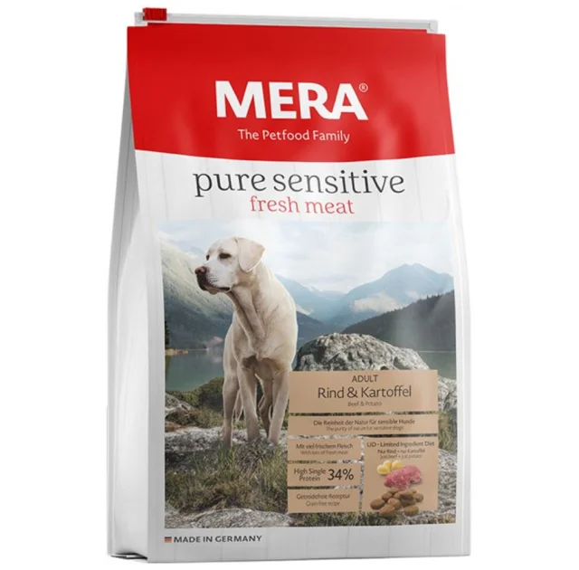 Сухой корм Mera Pure Sensitive Adult Rind&Kartoffel для взрослых собак, с говядиной и картофелем, 1 кг