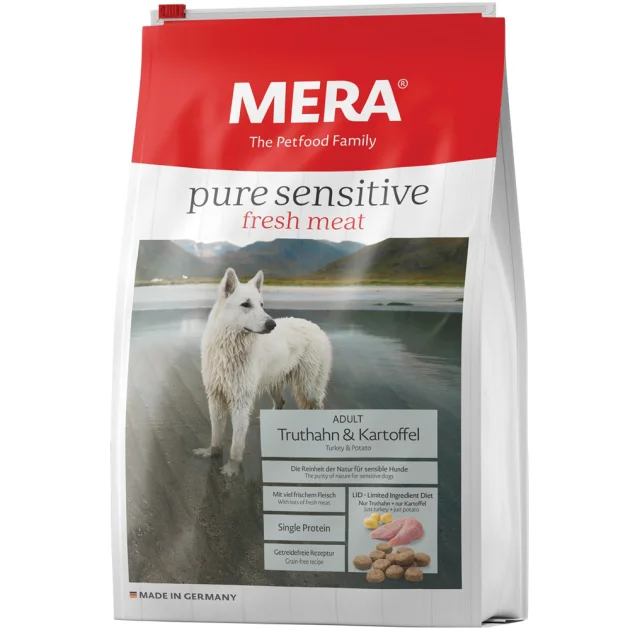 Сухой корм Mera Pure Sensitive Adult Truthahn&Kartoffel для взрослых собак, с индейкой и картофелем, 12.5 кг