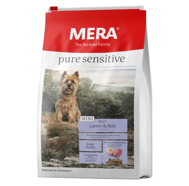 Сухий корм Mera Pure Sensitive Mini Adult Lamm&Reis для дорослих собак малих порід, з ягням та рисом, 1 кг