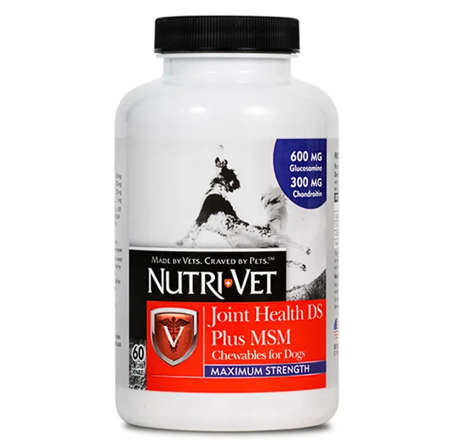 Таблетки Nutri-Vet Joint Health DS Plus MSM с глюкозамином, хондроитином, МСМ, марганцем для собак, 60 табл