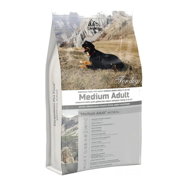 Сухий корм Carpathian Pet Food Medium Adult для собак середніх порід вагою від 11 до 25 кг, з куркою, 12 кг