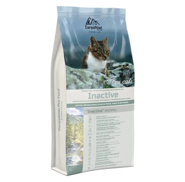 Сухой корм Carpathian Pet Food Inactive для малоактивных, кастрированных кошек всех пород, с курицей, 12 кг