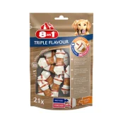 Ласощі для собак 8in1 Triple Flavour жувальні кістки, XS, з м'ясом, 21 шт