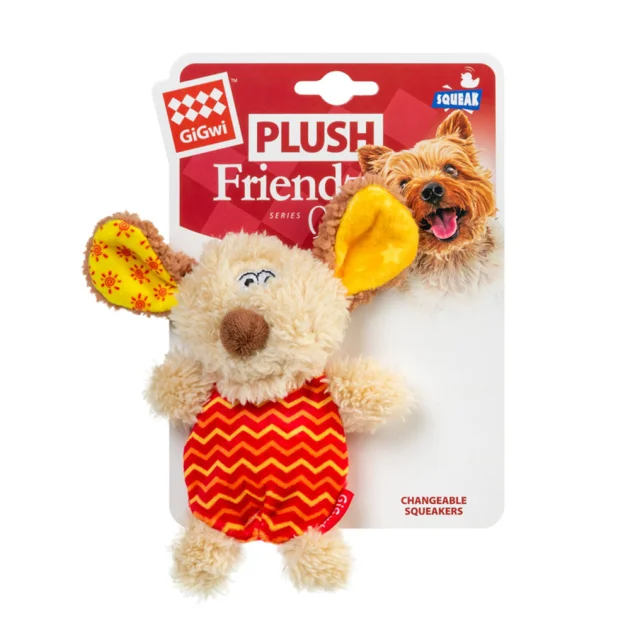 Мягкая игрушка GiGwi Plush, плюшевая собачка, с пищалкой, текстиль, 13 см
