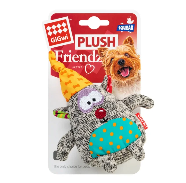 Мягкая игрушка GiGwi Plush, для собак, плюшевый медведь, с пищалкой, 10 см