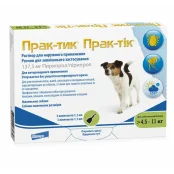 Капли Elanco Prac-tic для борьбы с насекомыми и иксодовыми клещами для маленьких собак от 4.5 до 11 кг, 3 пипетки