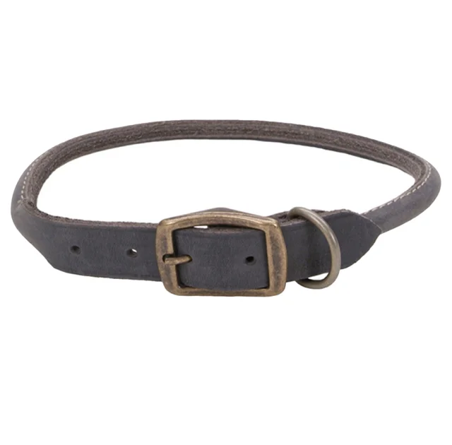 Шкіряний нашийник Coastal Circle T для собак, круглий, сірий, 1.2×50 см