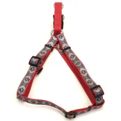 Світловідбиваюча шлея Coastal Lazer для собак, червоний з лапками, 1.6 см×48-66 см