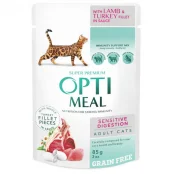 Влажный корм Optimeal для взрослых кошек, с ягненком и индейкой, 85 г