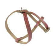 Шлейка Cristel для собак, кожа зенит перламутровая, лакированная, прошитая, 12 мм / 32 см / 38-48 см, малиновый