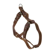 Шлейка Cristel для собак, кожа зенит, лакированная, прошитая, 18 мм / 40-50 см / 50-60 см, коньяк