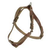 Шлейка Cristel для собак, кожа зенит, лакированная, прошитая, с нагрудником, 16 мм / 32-48 см / 50-58 см, коньяк