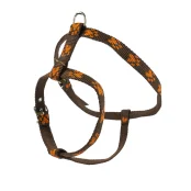 Шлейка Cristel для собак, нейлон, узор "оранжевый след", 15 мм / 24-34 см / 45-55 см, коричневый