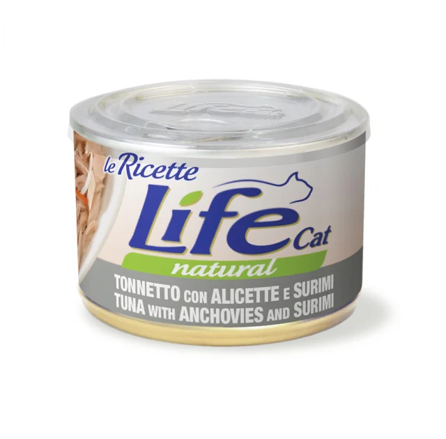Консерва LifeCat Tuna With Anchovies And Surimi для кошек от 6 месяцев, тунец с анчоусами и крабами, 150 г