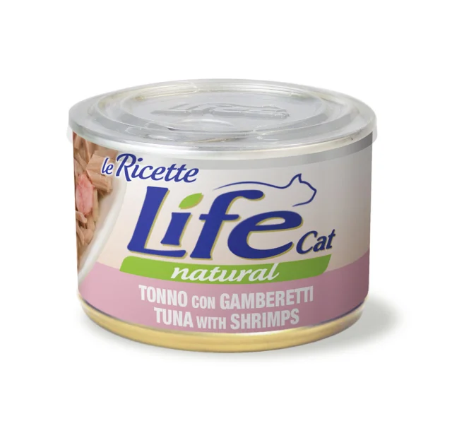 Консерва LifeCat Tuna With Shrimps для кошек от 6 месяцев, с тунцом и креветками, 150 г
