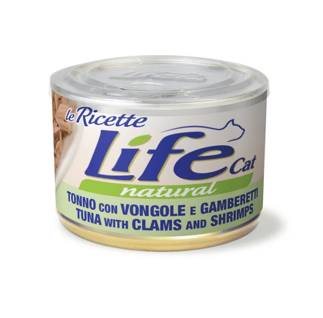 Консерва LifeCat Tuna With Clams And Shrimps для кошек от 6 месяцев, тунец с мидиями и креветками, 150 г