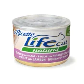 Консерва LifeCat Chicken With Ham для кошек от 6 месяцев, курица с ветчиной и стручковой фасолью, 150 г
