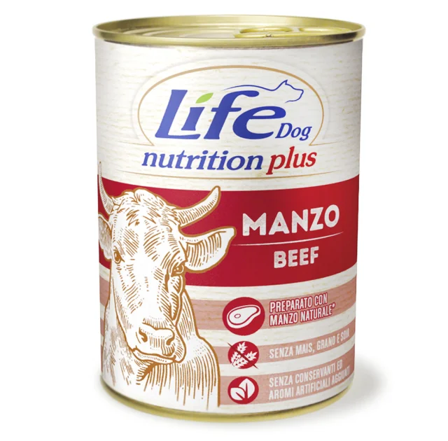 Консерва LifeDog Nutrition Plus Beef Chunks для собак від 6 місяців, із шматочками яловичини, 400 г
