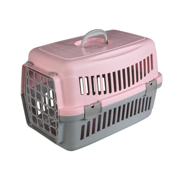 Переноска AnimAll CNR-102 для котів і собак, сіро-рожева, 48.5×32.5×32.5 см