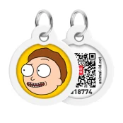 Адресник Waudog Smart ID c QR-паспортом для собак и котов, металл, рисунок "Рик и Морти 2", круг, 25 мм