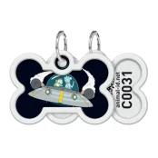 Адресник Waudog Smart ID c QR-паспортом для собак и котов, металл, рисунок "Рик и Морти 1", кость, 40×28 мм