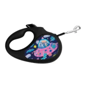 Поводок-рулетка Waudog R-leash для собак, рисунок "Рик и Морти 1", S, до 15 кг, 5 м, лента, чёрный