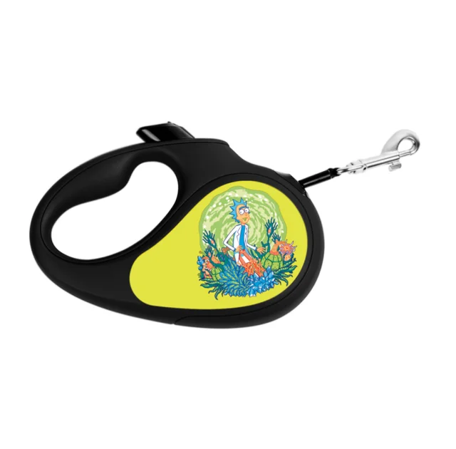 Повідець-рулетка Waudog R-leash для собак, малюнок "Рік і Морті 2", S, до 15 кг, 5 м, стрічка, чорний