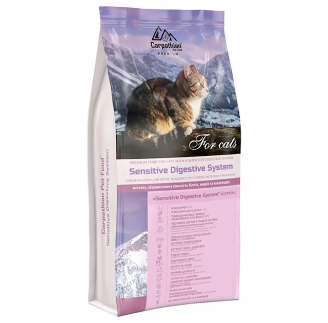 Сухой корм Carpathian Pet Food Sensitive для котов и кошек с чувствительным пищеварением, с курицей, 1.5 кг