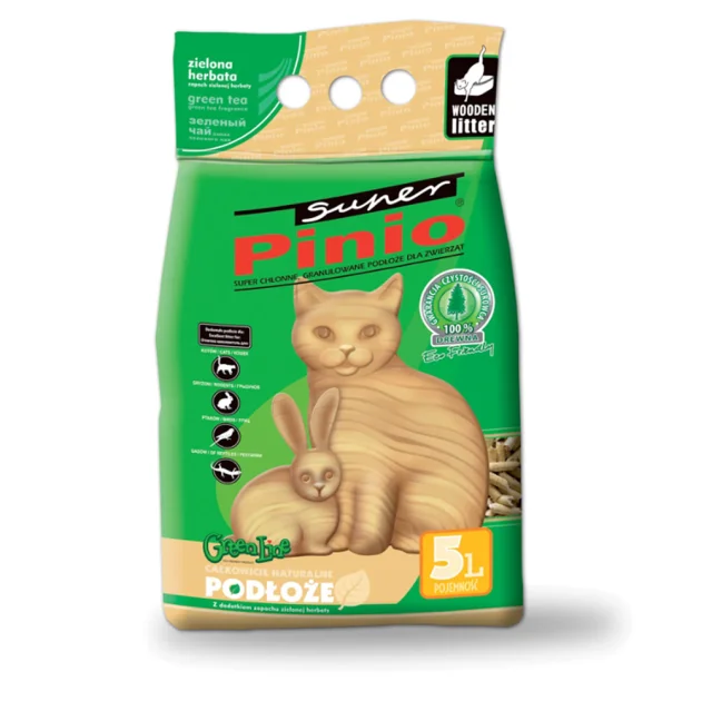 Деревний наповнювач Super Pinio з ароматом зеленого чаю, 5 л (3.2 кг)