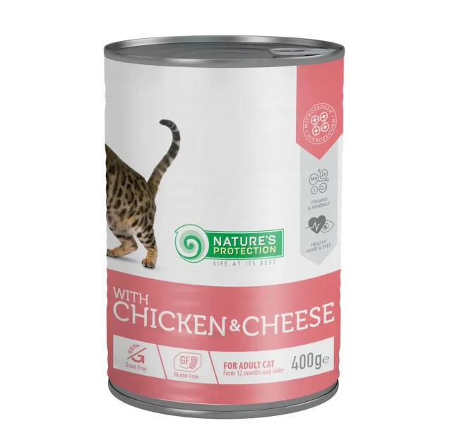 Консервы Natures Protection Cat Adult Chicken&Cheese для кошек, с курицей и сыром, 400 г