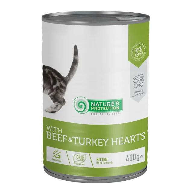 Консервы Natures Protection Kitten Beef&Turkey для котят, с говядиной и индейкой, 400 г