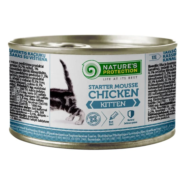 Консервы Natures Protection Kitten Starter Mousse Chicken для котят, с курицей, 200 г