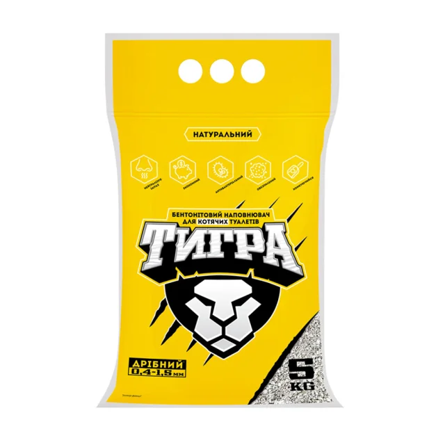 Бентонітовий наповнювач Тигра для котячих туалетів, гранула міні 0.4-1.5 мм, 5 кг