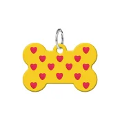 Адресник персоналізований Waudog Smart ID c QR для собак і котів, метал, малюнок "Серця", кістка, M, 38×26 мм